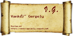 Vankó Gergely névjegykártya
